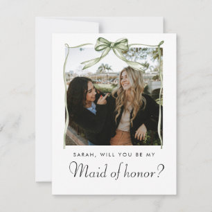 Carte Elégant Bow you will be My Maid of honore Photo