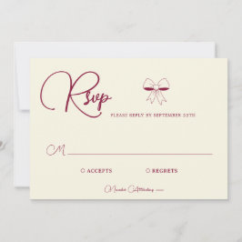 Carte Elegant Burgundy Cream Ivory Bow Wedding RSVP Card