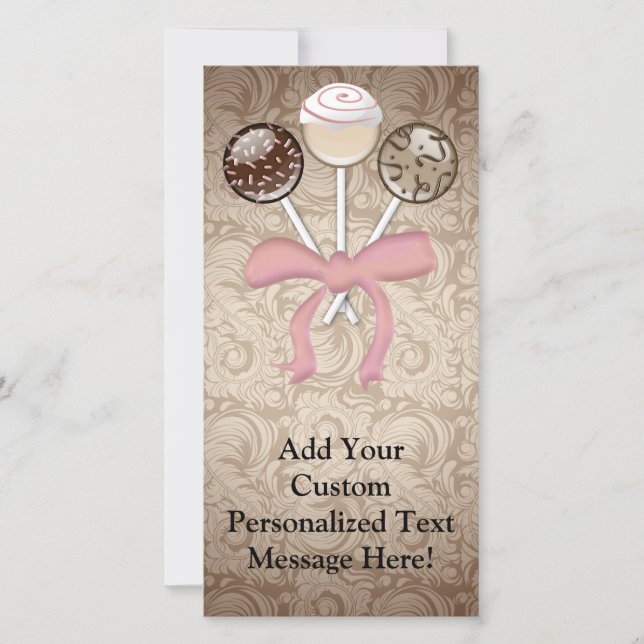 Carte Élégant cacao Damask Cake Pop (Devant)