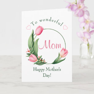 Carte Élégant cadre de fleurs de tulipe rose pour la fêt