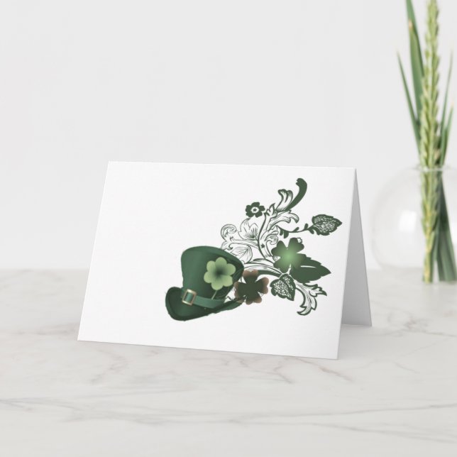 Carte Élégant Casquette Shamrock (Devant)