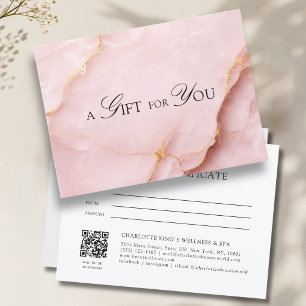 Carte Élégant Certificat Cadeau Code QR en Marbre Rose P