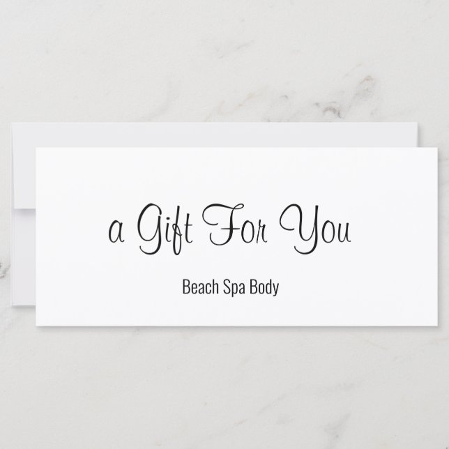Carte Élégant certificat cadeau de salon Spa noir et bla (Devant)