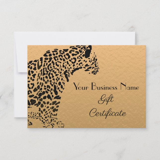 Carte Élégant certificat cadeau or et noir Jaguar (Devant)