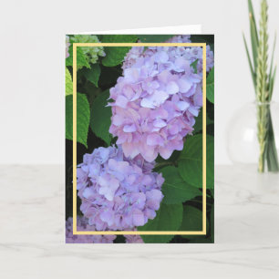 Carte Élégant Chic Purple Hydrangeas Fleurs Or Cadre