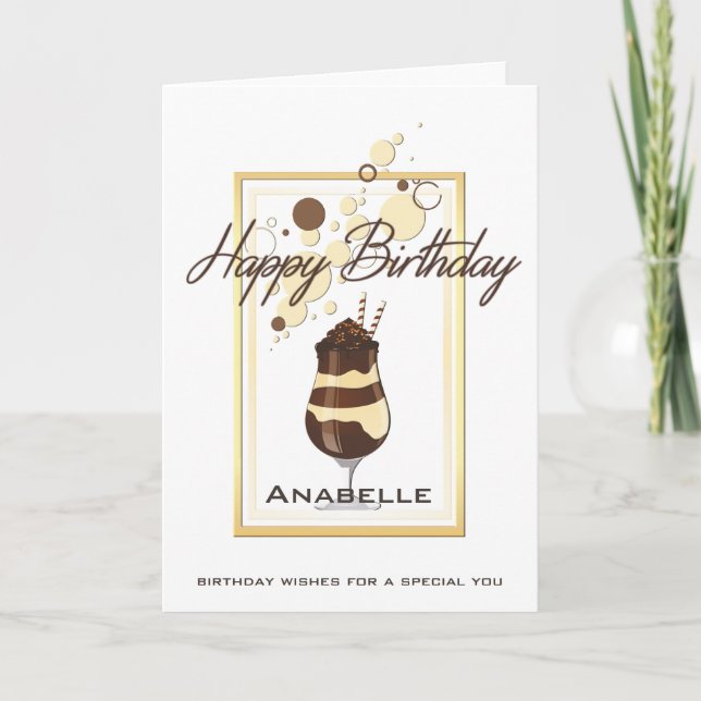 Carte Élégant chocolat Vanille Boire Anniversaire (Devant)