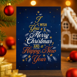 Carte Elegant Christmas & Happy New Year Greeting Card