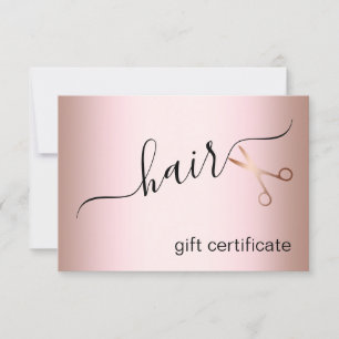 Carte Elégant ciseaux d'or rose moderne coiffeur