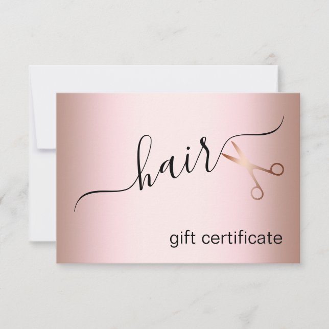 Carte Elégant ciseaux d'or rose moderne coiffeur (Devant)