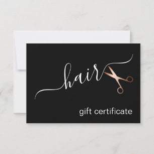 Carte Elégant ciseaux d'or rose moderne coiffeur