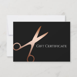 Carte Elégant ciseaux d'or rose moderne coiffeur