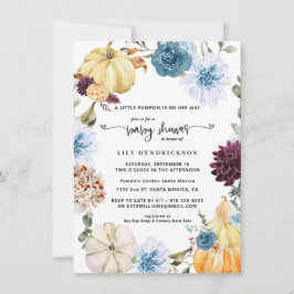 Carte Élégant Citrouille floral | Baby shower d'automne