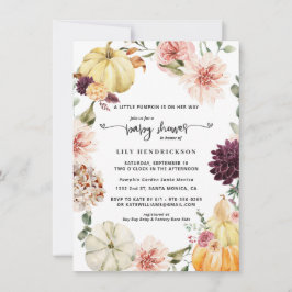 Carte Élégant Citrouille floral | Baby shower d'automne