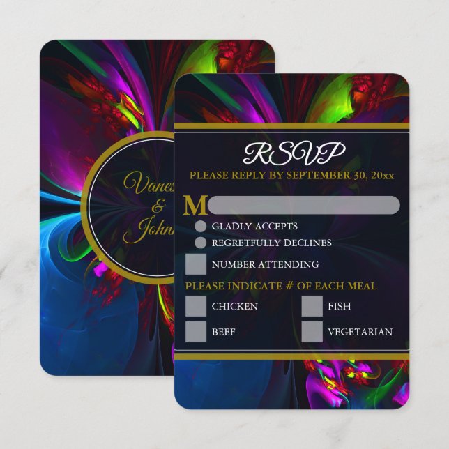 Carte Elegant Classic Modern Floral Pattern #902 Wedding (Devant / Derrière)