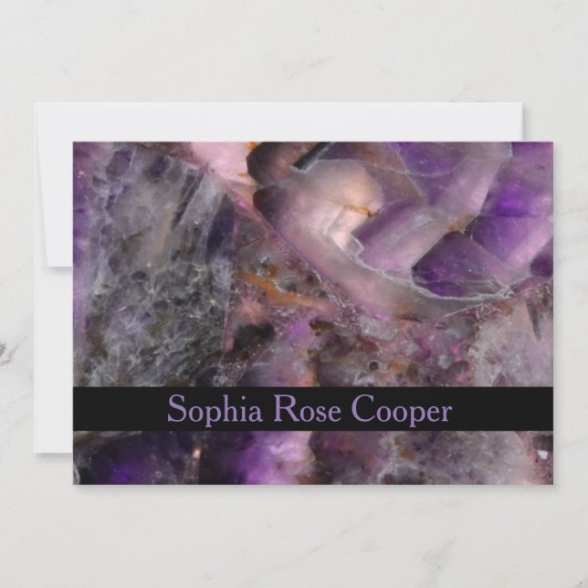 Carte Élégant classique motif à quartz violet (Devant)