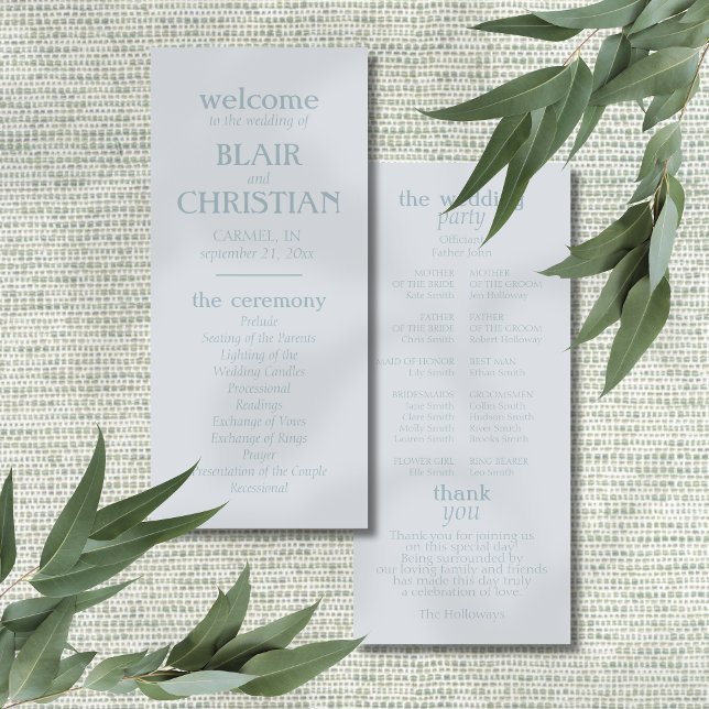 Carte Elegant Coastal Blue Wedding Ceremony Program (Guide your guests through your ceremony with coastal elegance with this Elegant Coastal Blue Program)
