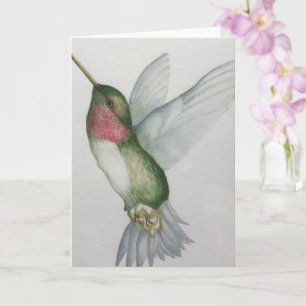 Carte Elégant Colibri Aquarelle Peinture Oiseau Art