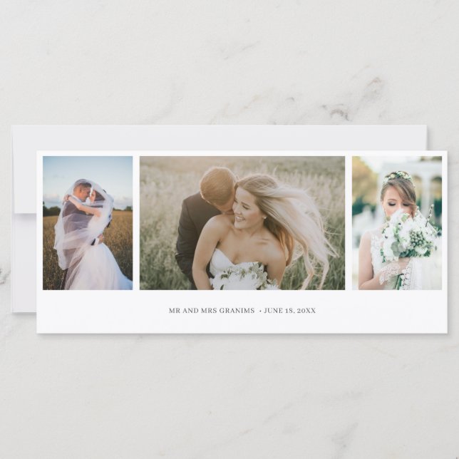 Carte Élégant Collage photo Mariage Merci (Devant)