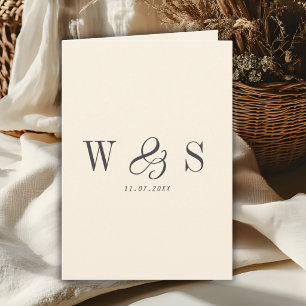 Carte Élégant couple mariage initial crème naturelle