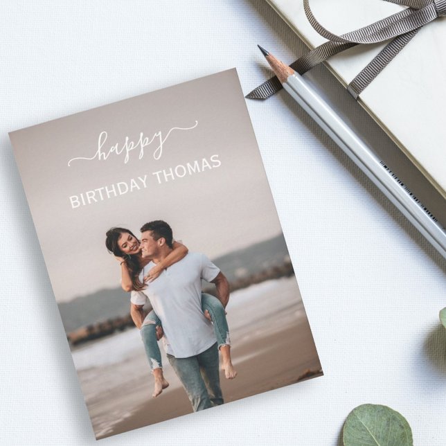 Carte élégant couple photo heureux anniversaire (Créateur téléchargé)