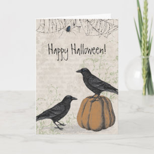 Carte Elegant Crow Happy Halloween
