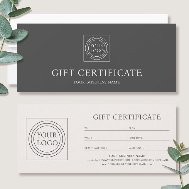 Carte Elegant Custom Logo Gift Certificate Off-white (Créateur téléchargé)