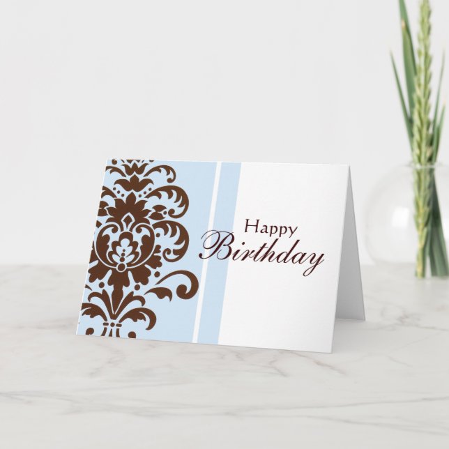 Carte Elegant Damask pour Happy Birthday - Customisé (Devant)