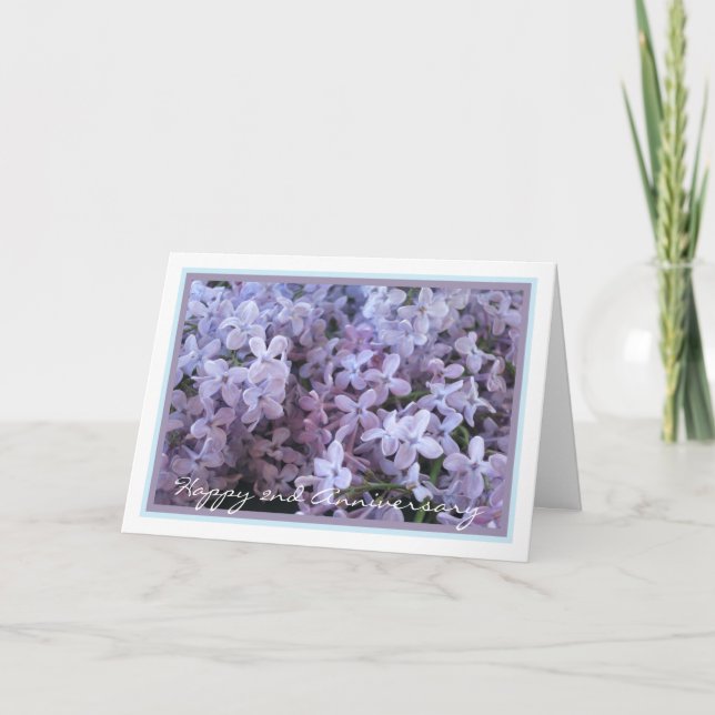 Carte Élégant deuxième anniversaire de Mariage violet Li (Devant)