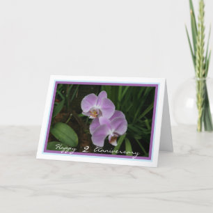 Carte Élégant deuxième anniversaire Mariage Orchidées vi