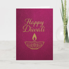 Carte Elégant Diya Gold Happy Diwali Salutation