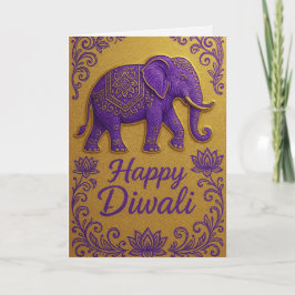 Carte Elegant Elephant & Lotus Happy Diwali Salutation