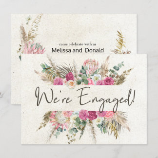 Carte Élégant Engagement Floral Bohème Pastel