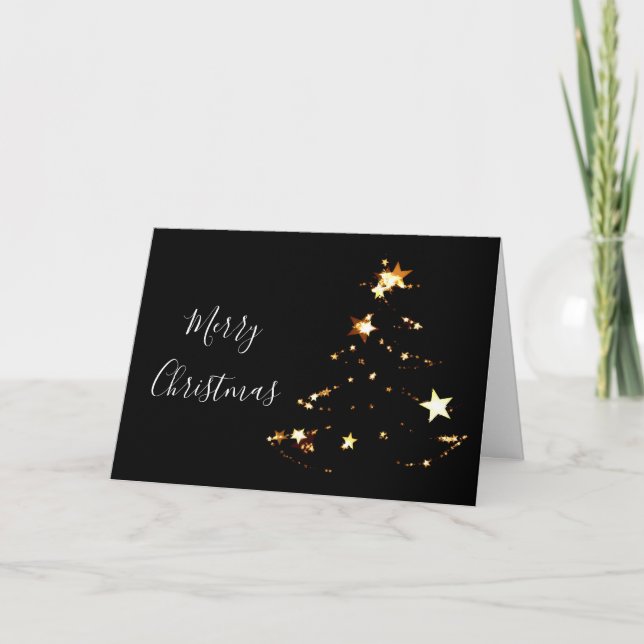 Carte Élégant et moderne Joyeux Noël Gold Stars (Devant)