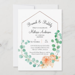 Carte Élégant Eucalyptus Green Peach Bridal Brunch