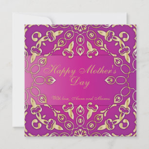 Carte Elégant Fancy Gold et Magenta Joyeuse fête des mèr