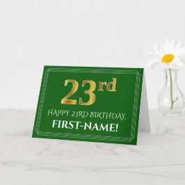 Carte Elégant Faux Gold Look 23ème anniversaire, nom (ve