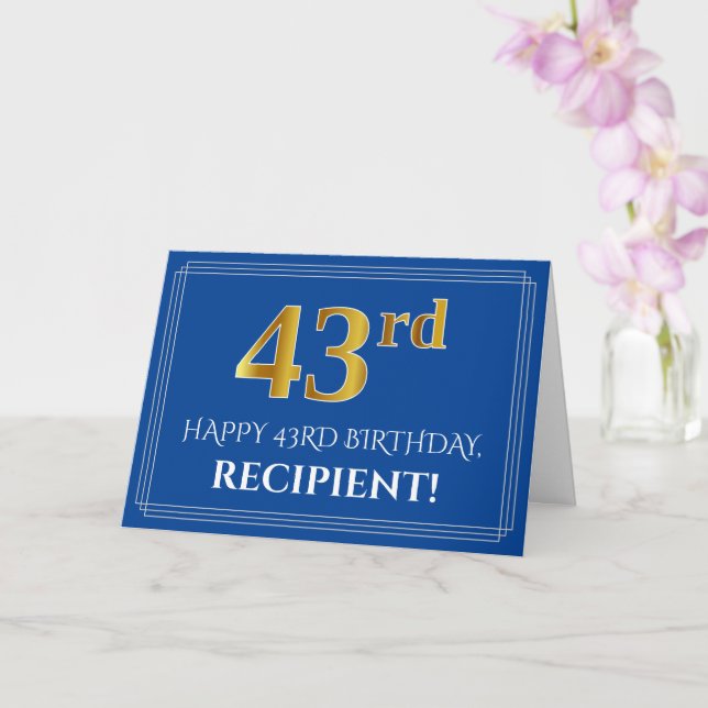 Carte Elégant Faux Gold Look 43ème anniversaire, nom (bl (Orchidée)