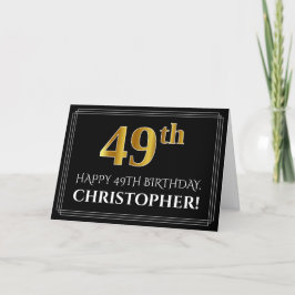 Carte Elégant Faux Gold Look "49ème" Anniversaire + Nom