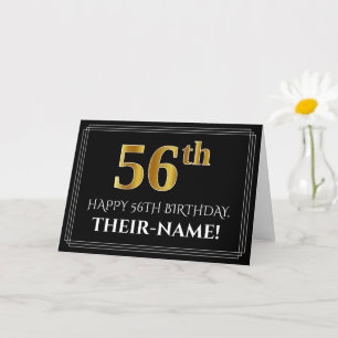 Carte Elégant Faux Gold Look "56e" Anniversaire + Nom