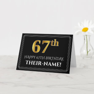 Carte Elégant Faux Gold Look "67ème" Anniversaire + Nom