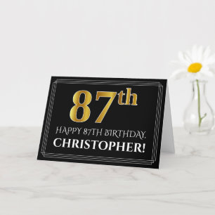 Carte Elégant Faux Gold Look "87ème" Anniversaire + Nom