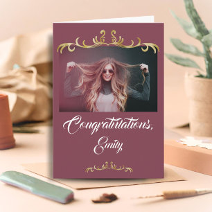 Carte Elégant Félicitations Ornament Photo Graduation