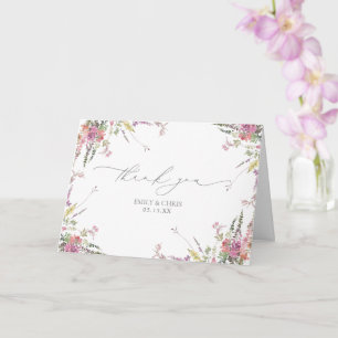 Carte Élégant Fleur sauvage Floral Mariage Merci