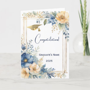 Carte Elégant Fleurs de Pêche Bleue Personnalisé Graduat