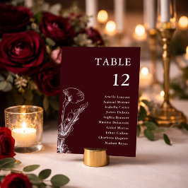 Carte Elegant Floral Burgundy Wedding Seating Chart