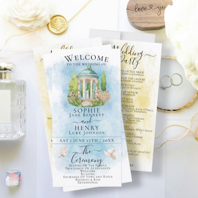 Carte Elégant Gazebo fleurie colombes Luxury Wedding Pro (Créateur téléchargé)