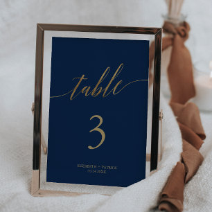 Carte Elegant Gold et Marine 5x7" Mariage Numéro de tabl
