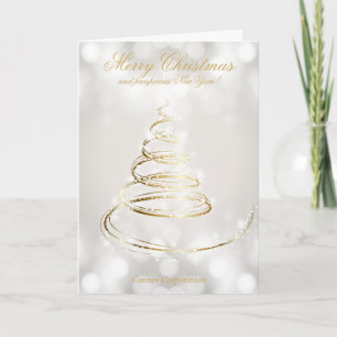 Carte Elegant Gold et White Bokeh Company Holiday