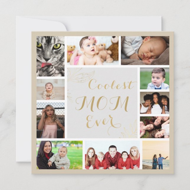 Carte Elegant Gold Maman We Love You Gold Photo Collage (Devant)
