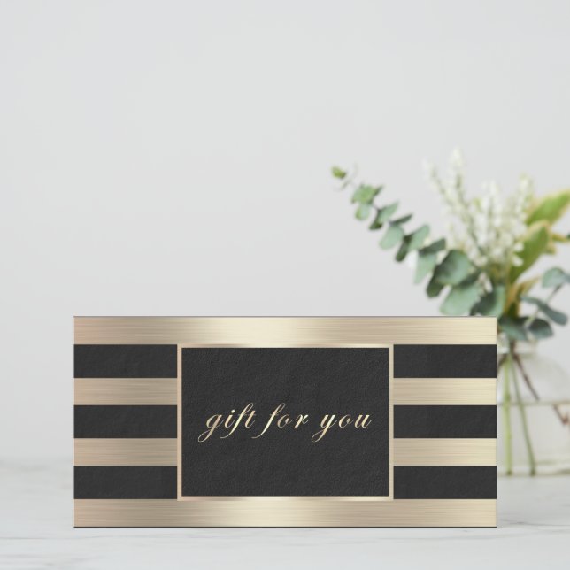 Carte Élégant Gold Metallic Business Certificat cadeau (Debout devant)